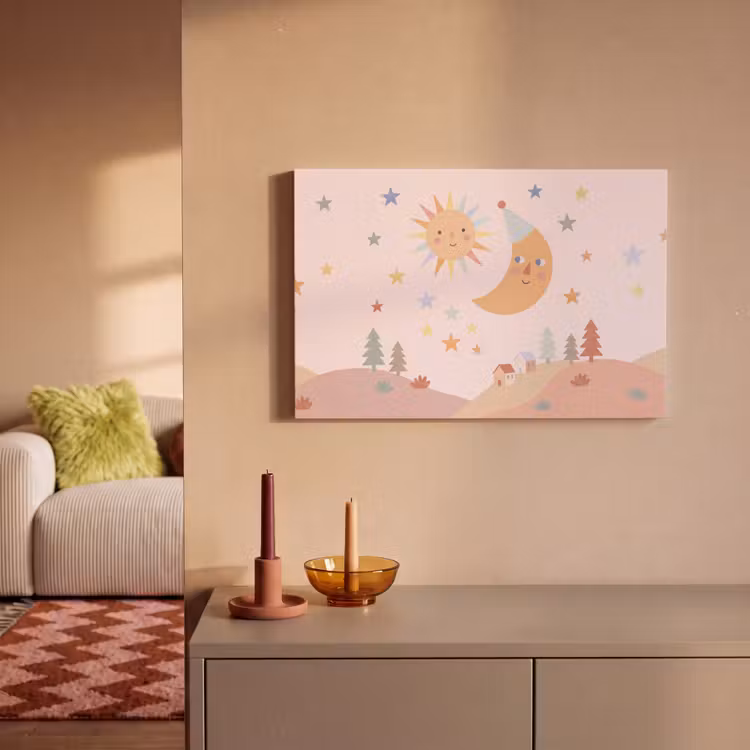 Leinwandbild - Sonne – Mond – Sterne – Kinderzimmer – Pastell — 2
