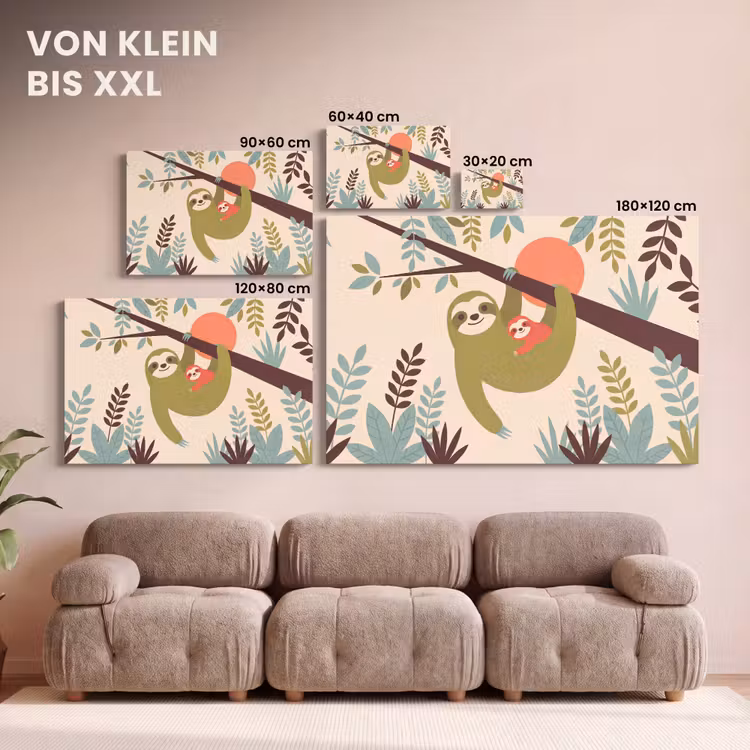 Leinwandbild - Tiere – Mutter – Baby – Natur – Grün — 6