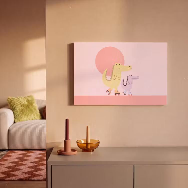 Leinwandbild - Tiere – Skaten – Illustration – Verspielt – Rosa — 2