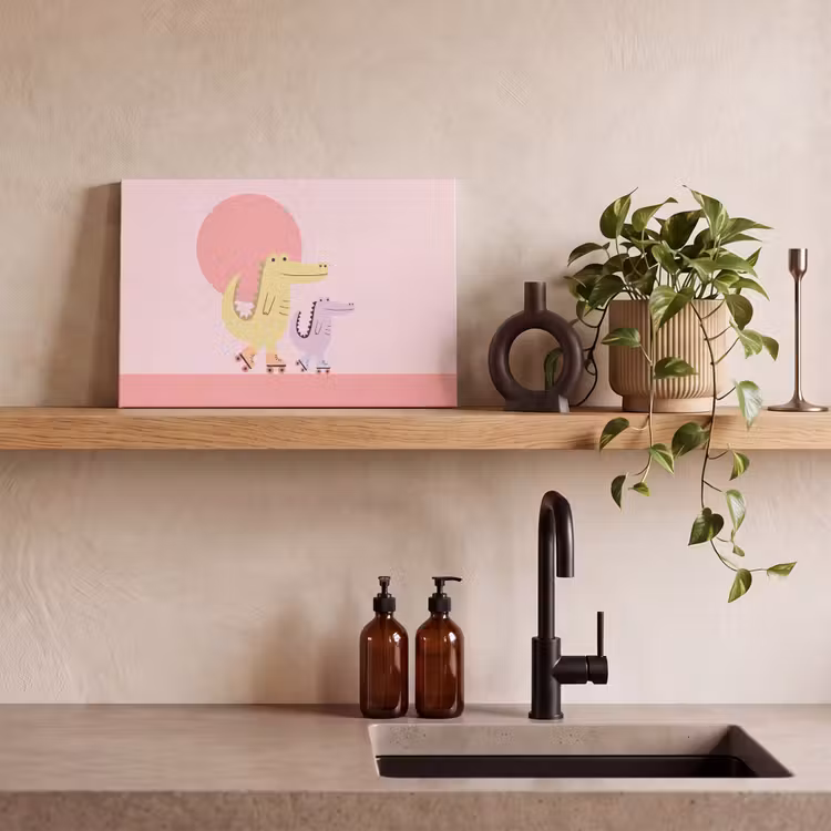 Leinwandbild - Tiere – Skaten – Illustration – Verspielt – Rosa — 3