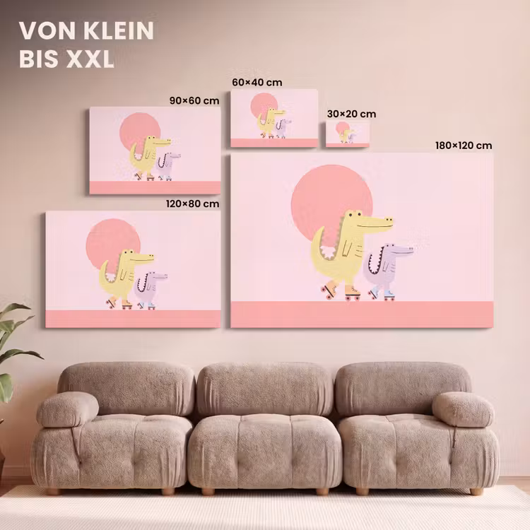 Leinwandbild - Tiere – Skaten – Illustration – Verspielt – Rosa — 6