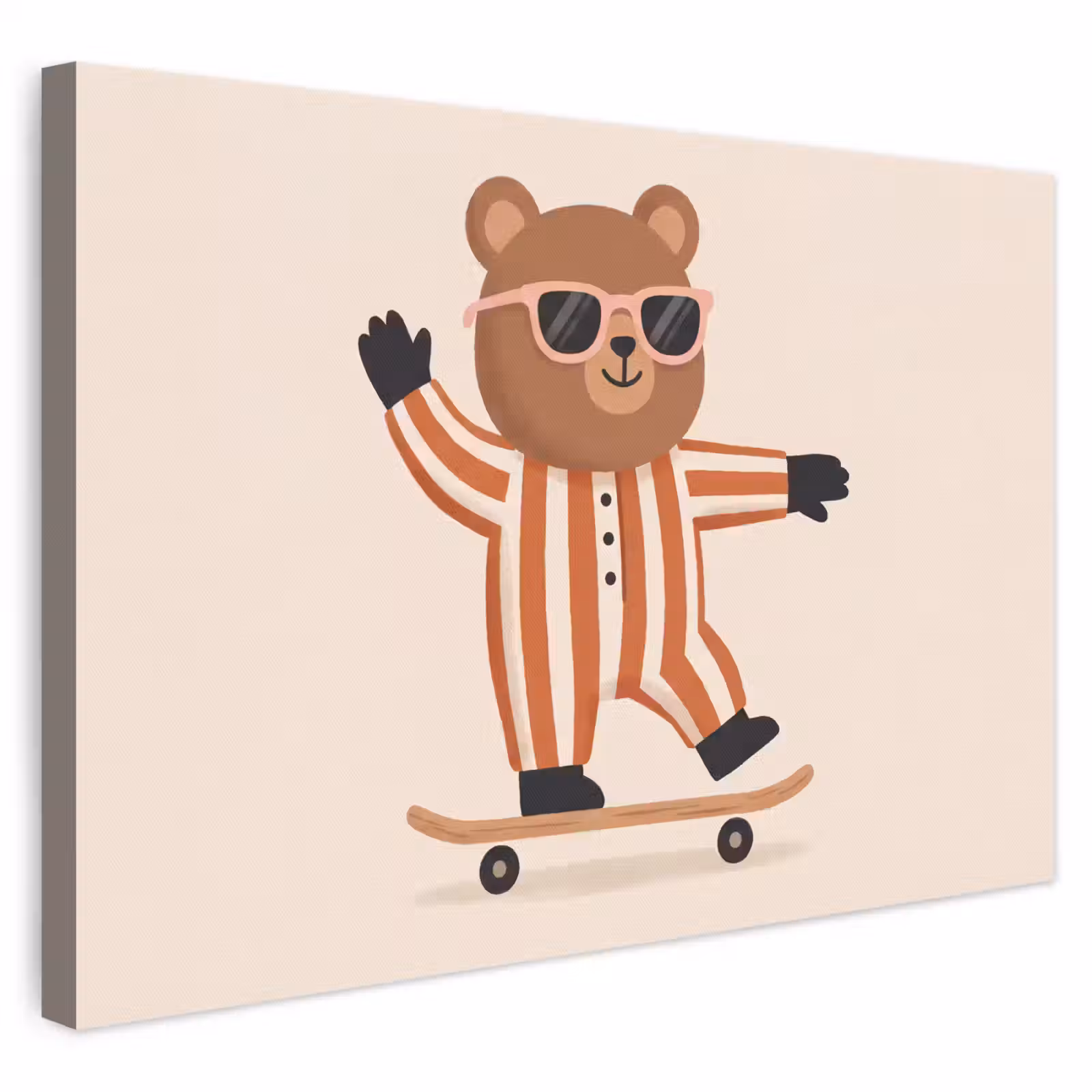 Leinwandbild - Tiere – Skateboard – Spiel – Zeichentrick – Rosa — 1