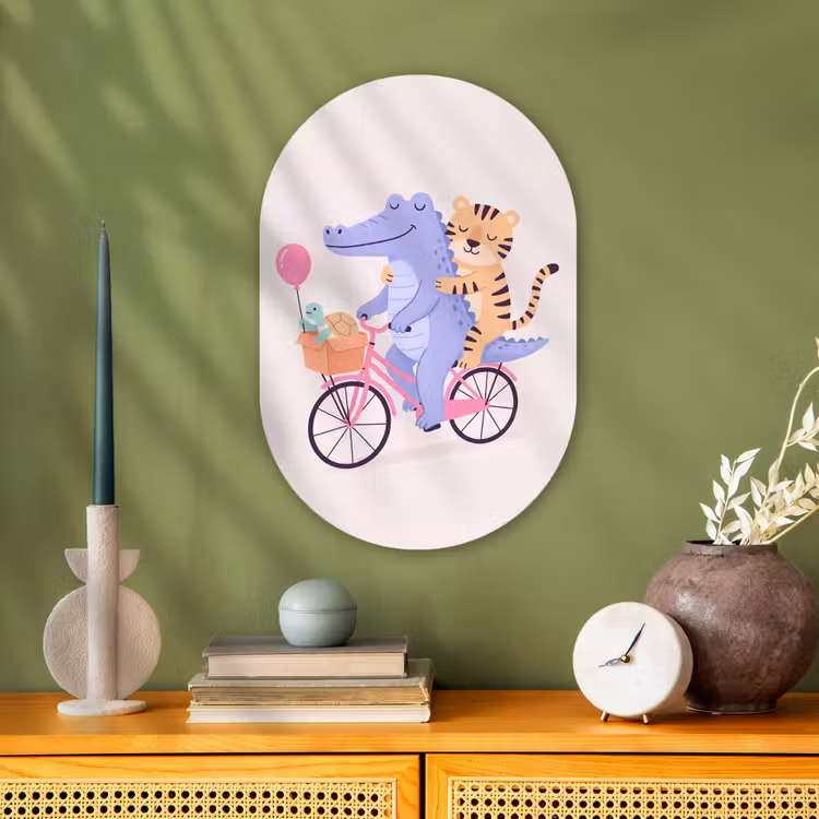 Forexbild Oval - Tiere – Fahrrad – Freundschaft – Illustration – Rosa — 3