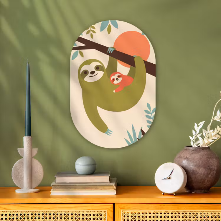 Forexbild Oval - Tiere – Mutter – Baby – Natur – Grün — 3