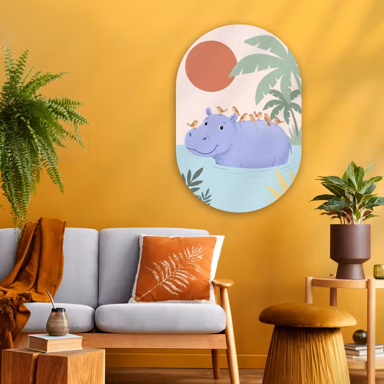 Glasbild Oval - Tiere – Vogel – Wasser – Natur – Illustration — 3
