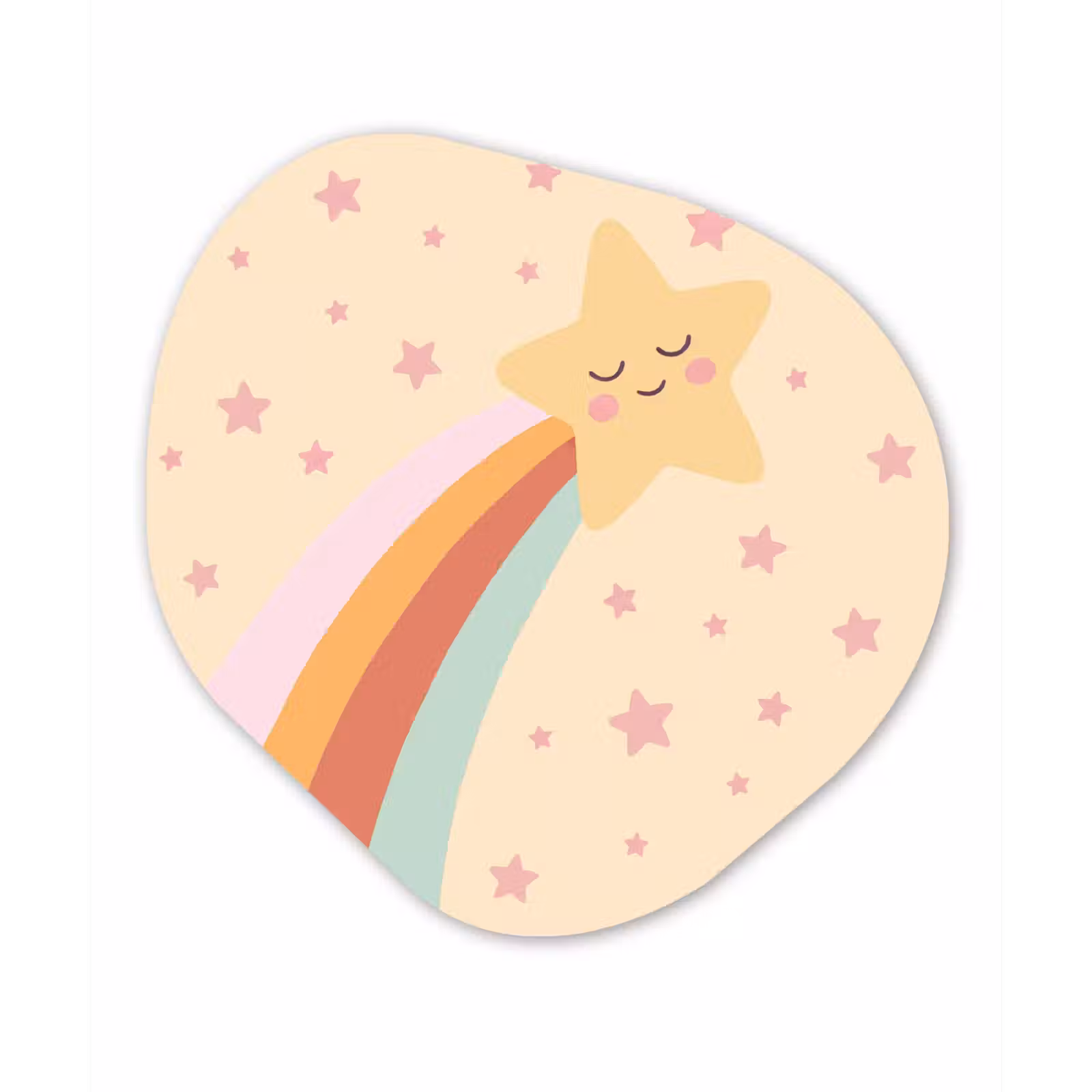 Glasbild Organische Form - Stern – Regenbogen – Nacht – Illustration – Pastell — 1