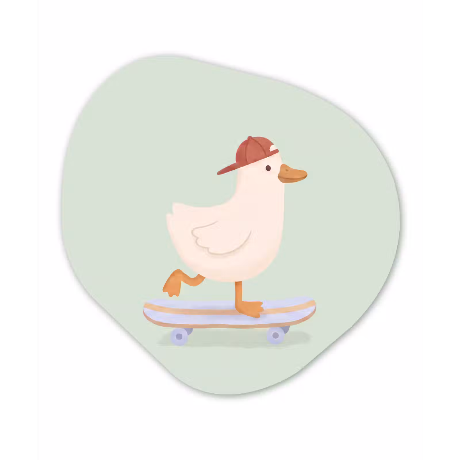 Glasbild Organische Form - Vogel – Skateboard – Tiere – Cartoon – Verspielt — 1