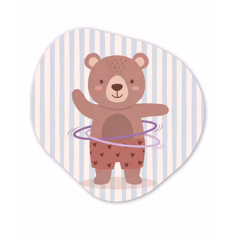 Glasbild Organische Form - Bär – Reifen – Kinderzimmer – Illustration – Braun — 1