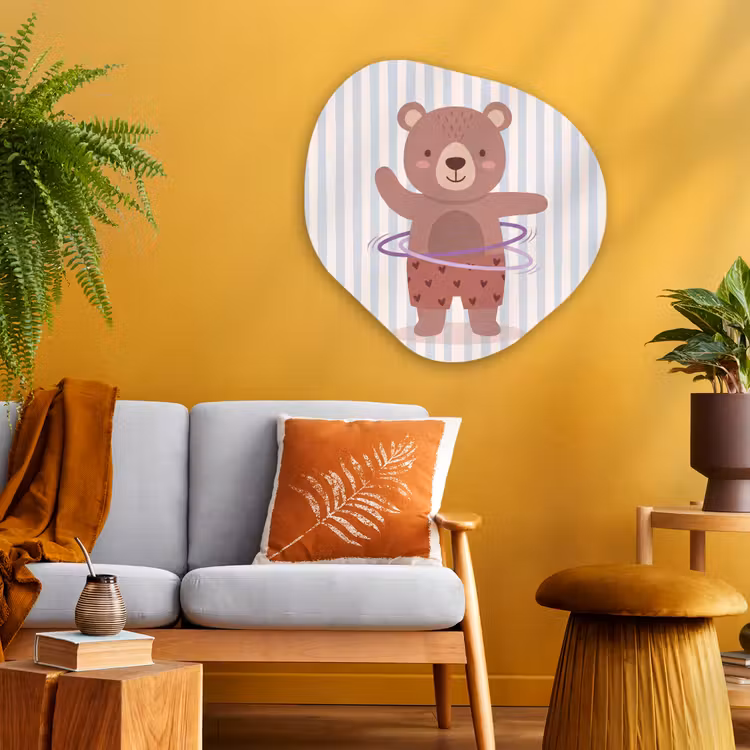 Glasbild Organische Form - Bär – Reifen – Kinderzimmer – Illustration – Braun — 3