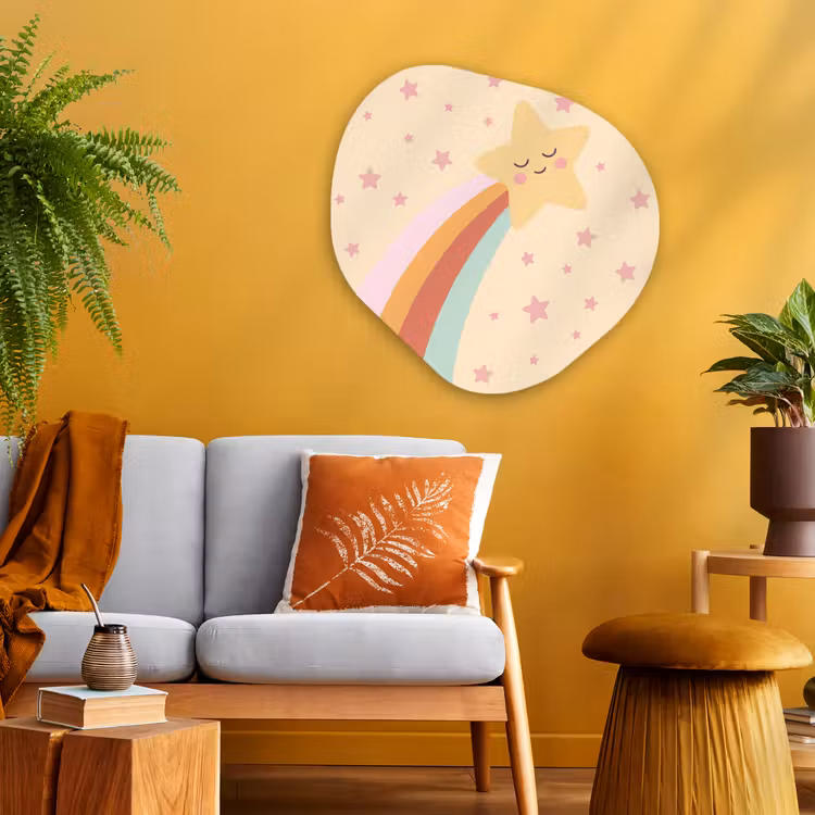 Glasbild Organische Form - Stern – Regenbogen – Nacht – Illustration – Pastell — 3