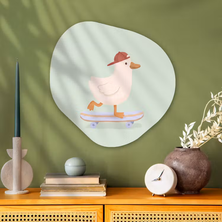Glasbild Organische Form - Vogel – Skateboard – Tiere – Cartoon – Verspielt — 2
