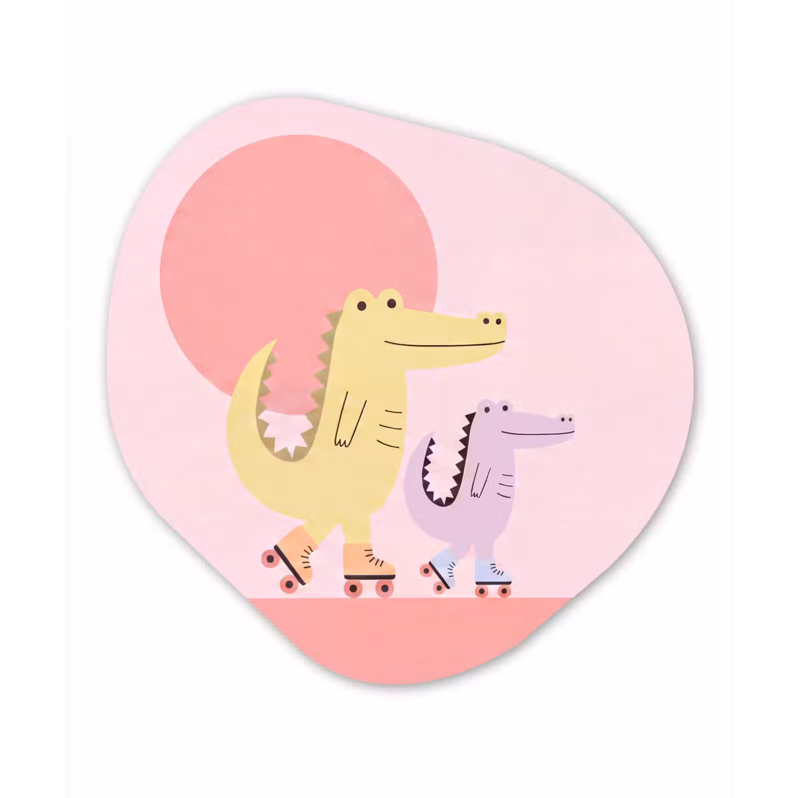 Glasbild Organische Form - Tiere – Skaten – Illustration – Verspielt – Rosa — 1