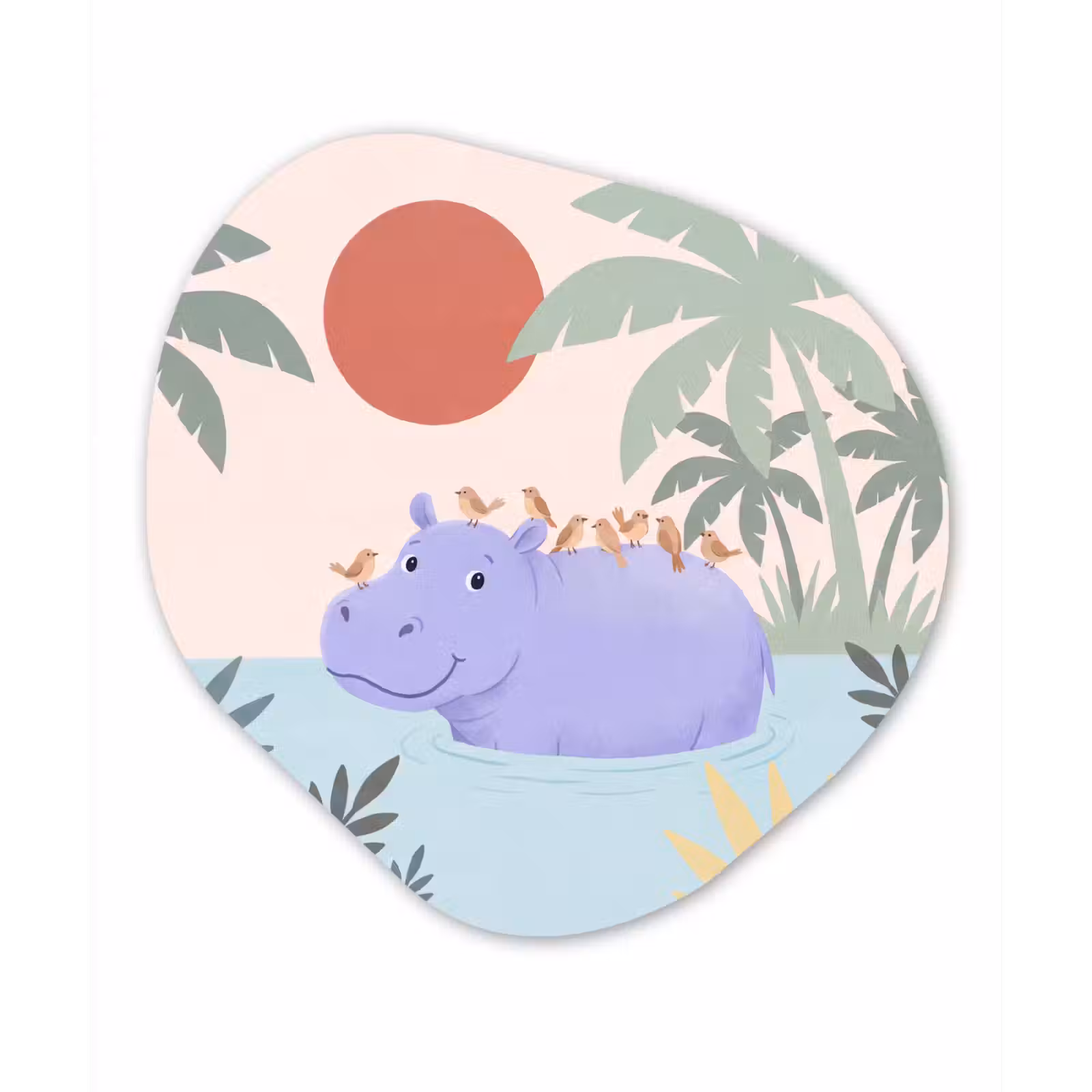 Glasbild Organische Form - Tiere – Vogel – Wasser – Natur – Illustration — 1