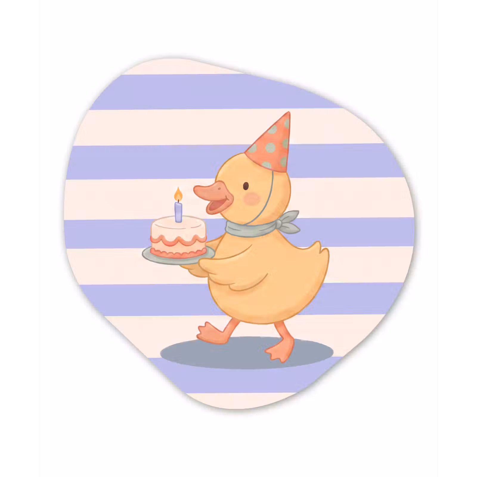 Glasbild Organische Form - Vogel – Fest – Torte – Kinder – Illustration — 1