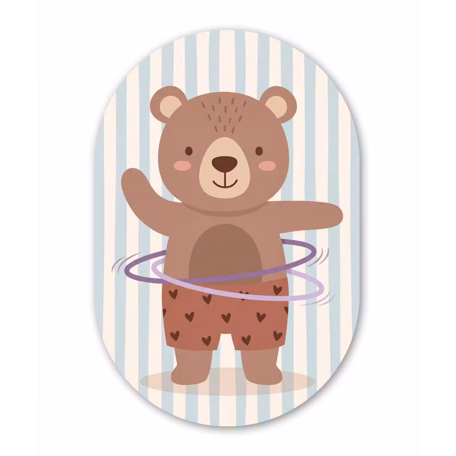 Glasbild Oval - Bär – Reifen – Kinderzimmer – Illustration – Braun — 1