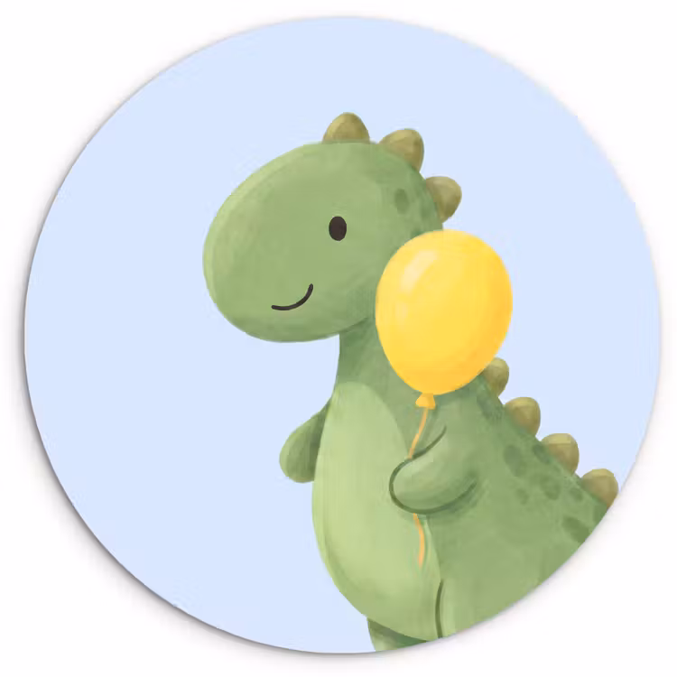 Forexbild Rund - Dinosaurier – Luftballon – Kinderzimmer – Illustration – Grün — 1