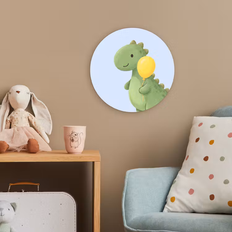 Forexbild Rund - Dinosaurier – Luftballon – Kinderzimmer – Illustration – Grün — 5
