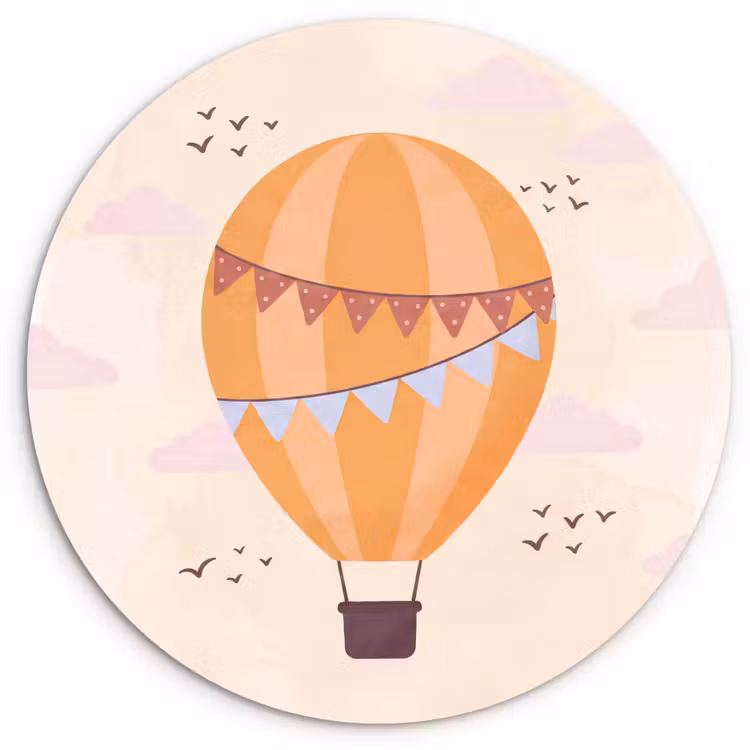 Forexbild Rund - Heißluftballon – Girlanden – Abenteuer – Illustration – Orange — 1