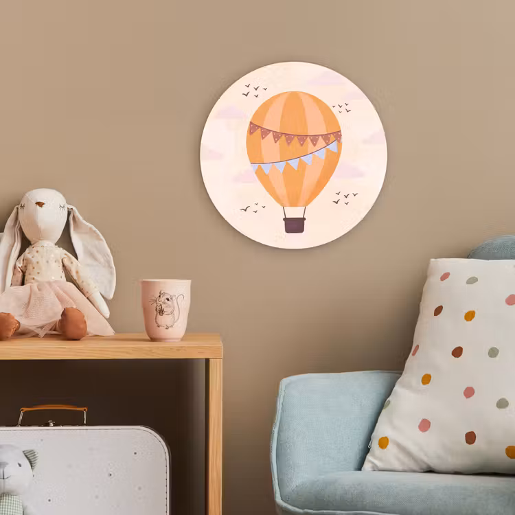 Forexbild Rund - Heißluftballon – Girlanden – Abenteuer – Illustration – Orange — 5