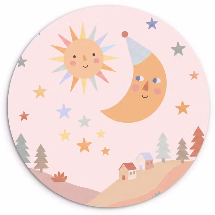 Forexbild Rund - Sonne – Mond – Sterne – Kinderzimmer – Pastell — 1