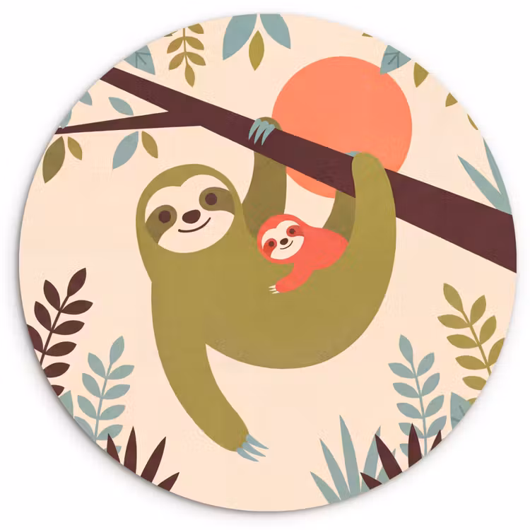 Forexbild Rund - Tiere – Mutter – Baby – Natur – Grün — 1