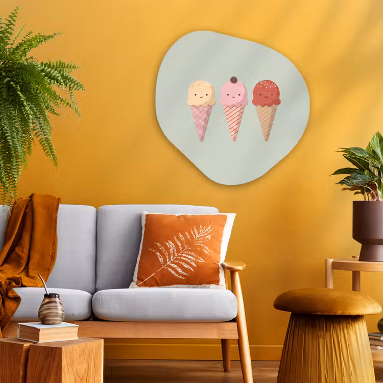 Glasbild Organische Form - Eis – Eistüten – Essen – Illustration – Fröhlich — 3