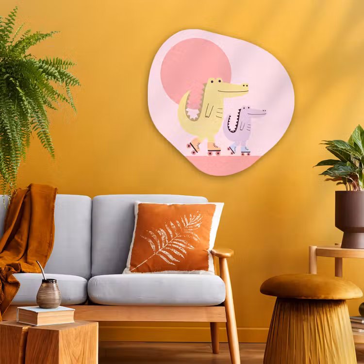 Glasbild Organische Form - Tiere – Skaten – Illustration – Verspielt – Rosa — 3