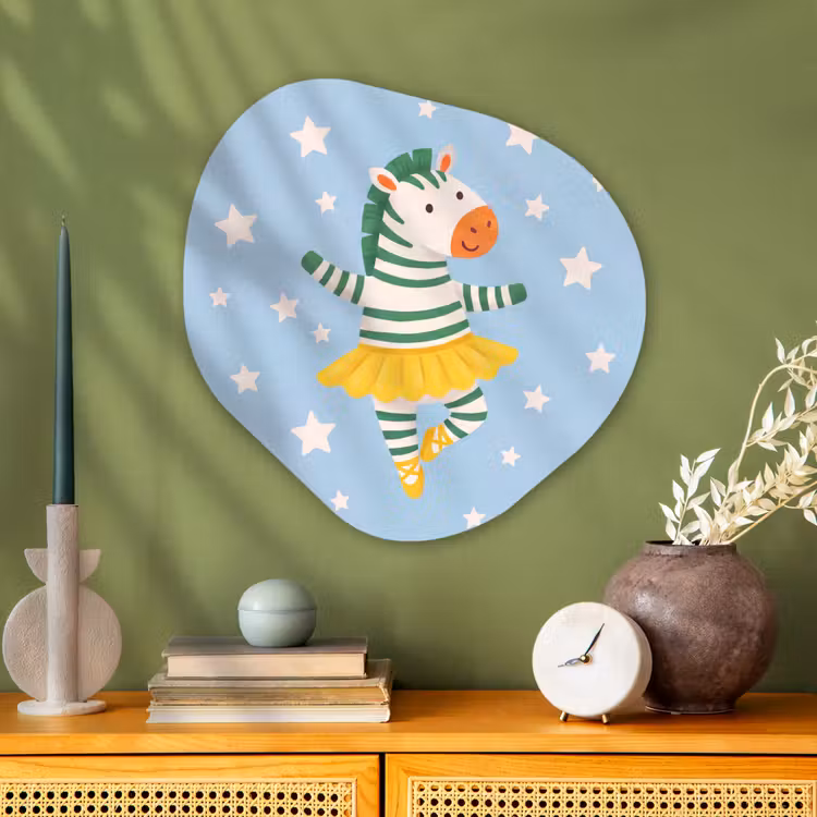 Glasbild Organische Form - Tiere – Tanz – Illustration – Kinderzimmer – Sterne — 2