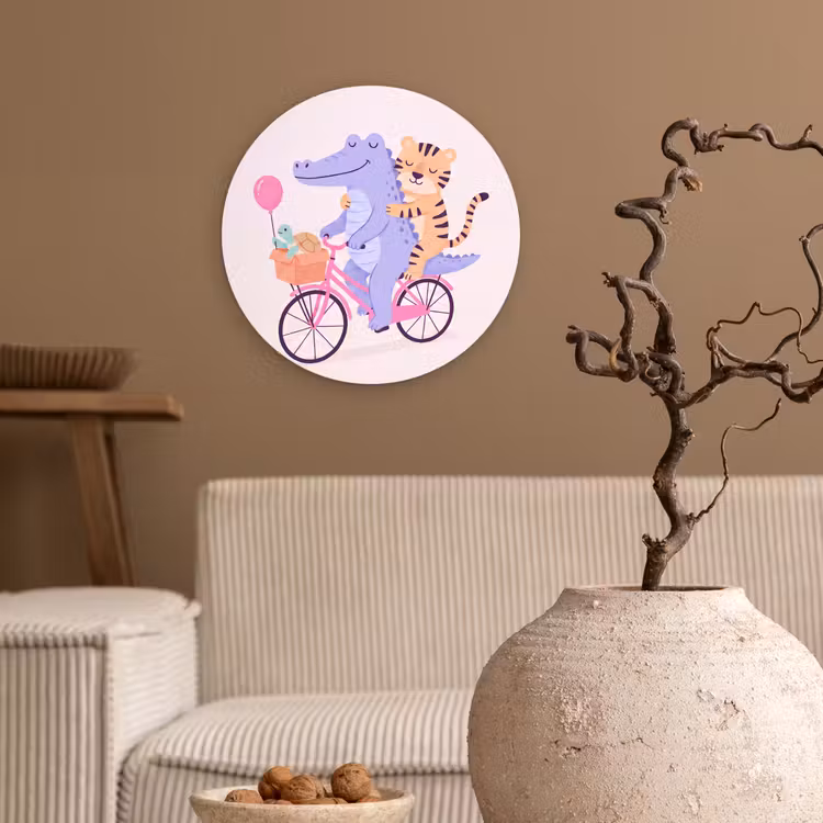 Forexbild Rund - Tiere – Fahrrad – Freundschaft – Illustration – Rosa — 2
