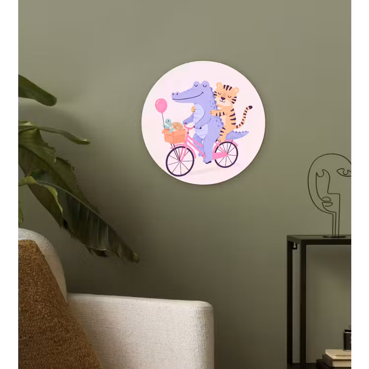 Forexbild Rund - Tiere – Fahrrad – Freundschaft – Illustration – Rosa — 3