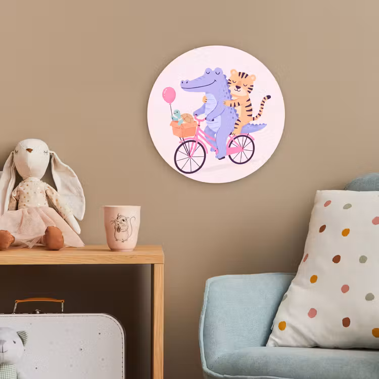 Forexbild Rund - Tiere – Fahrrad – Freundschaft – Illustration – Rosa — 5