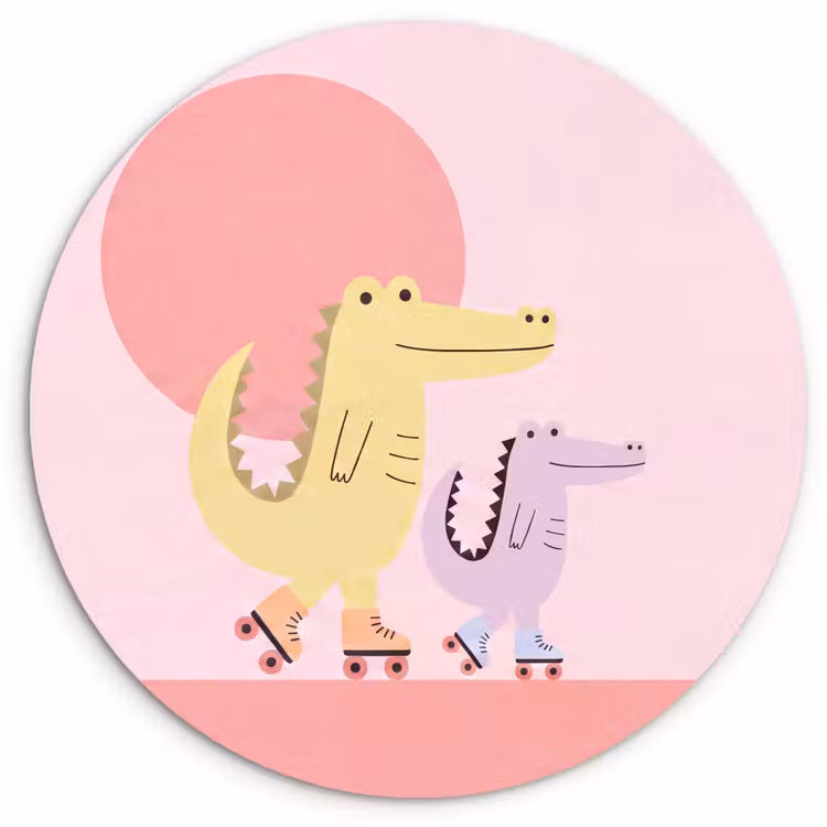 Forexbild Rund - Tiere – Skaten – Illustration – Verspielt – Rosa — 1