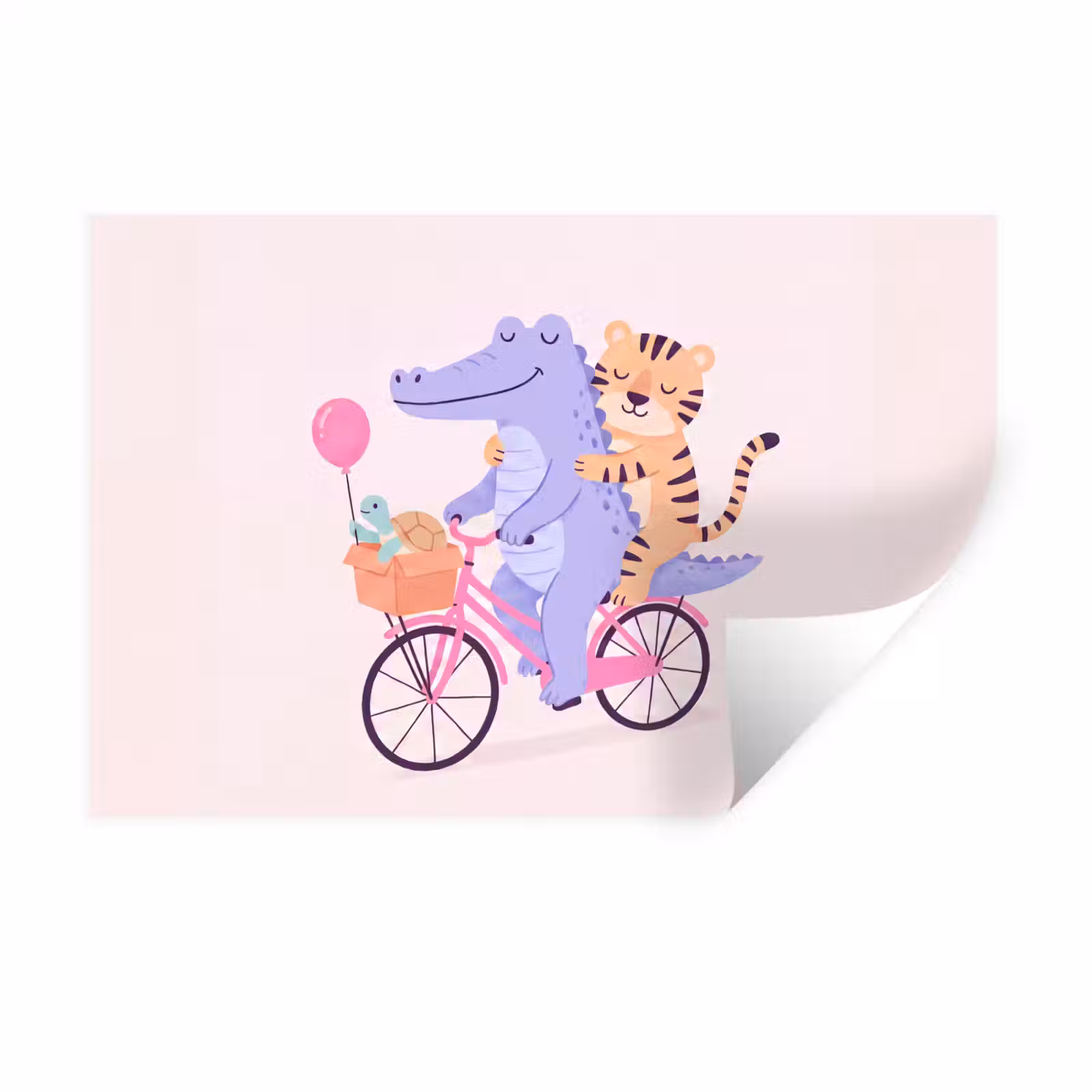 Wandtattoo – Tiere – Fahrrad – Freundschaft – Illustration – Rosa — 1
