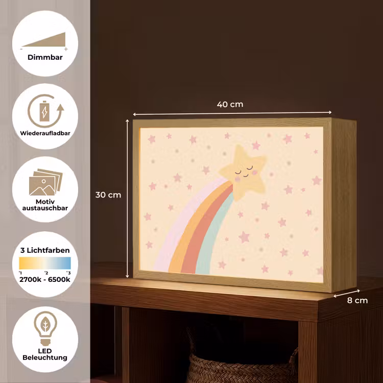Nachtlicht Kinder - Stern – Regenbogen – Nacht – Illustration – Pastell — 10