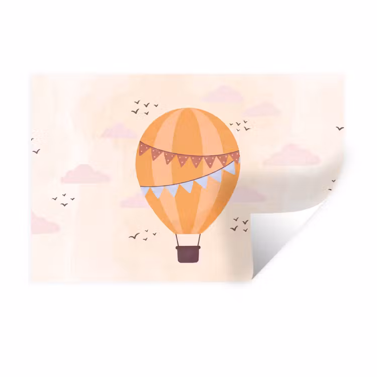 Wandtattoo – Heißluftballon – Girlanden – Abenteuer – Illustration – Orange — 1