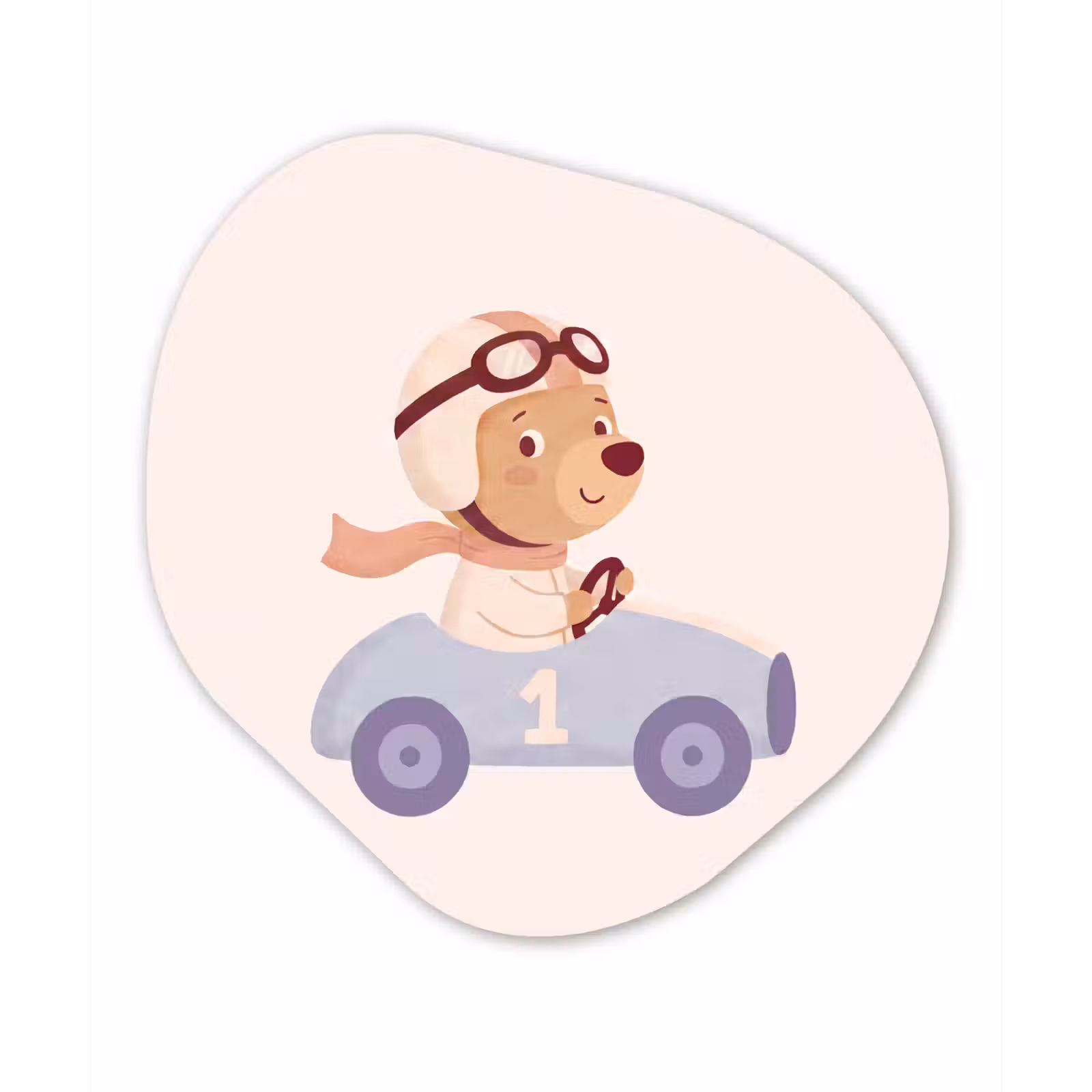 Alu-Dibond-Bild Organische Form - Bär – Auto – Kinderzimmer – Cartoon – Verspielt — 1