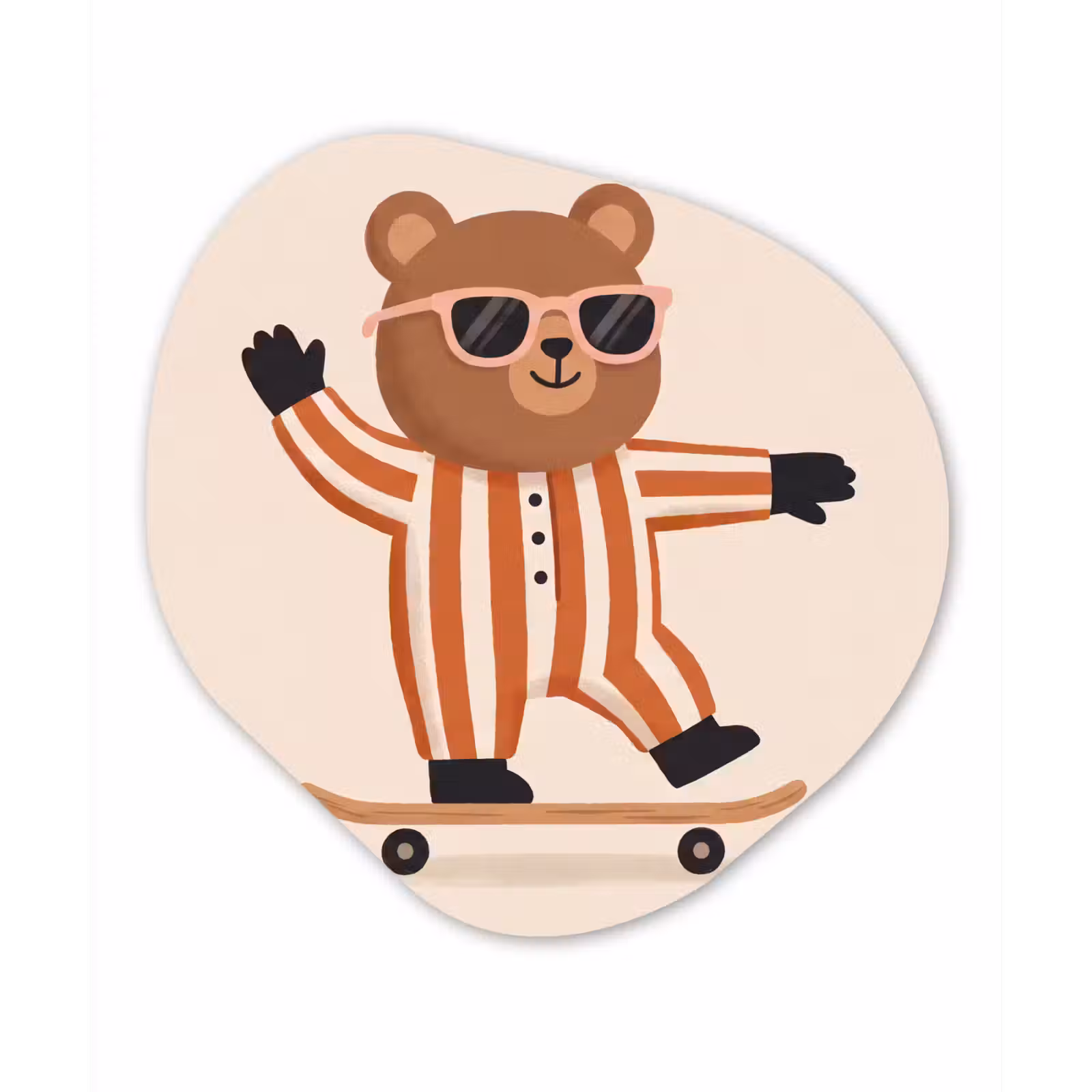 Alu-Dibond-Bild Organische Form - Tiere – Skateboard – Spiel – Zeichentrick – Rosa — 1