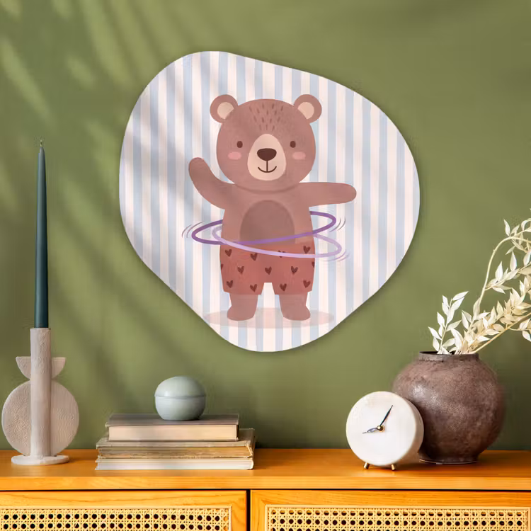 Alu-Dibond-Bild Organische Form - Bär – Reifen – Kinderzimmer – Illustration – Braun — 2