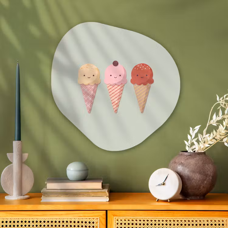 Alu-Dibond-Bild Organische Form - Eis – Eistüten – Essen – Illustration – Fröhlich — 2