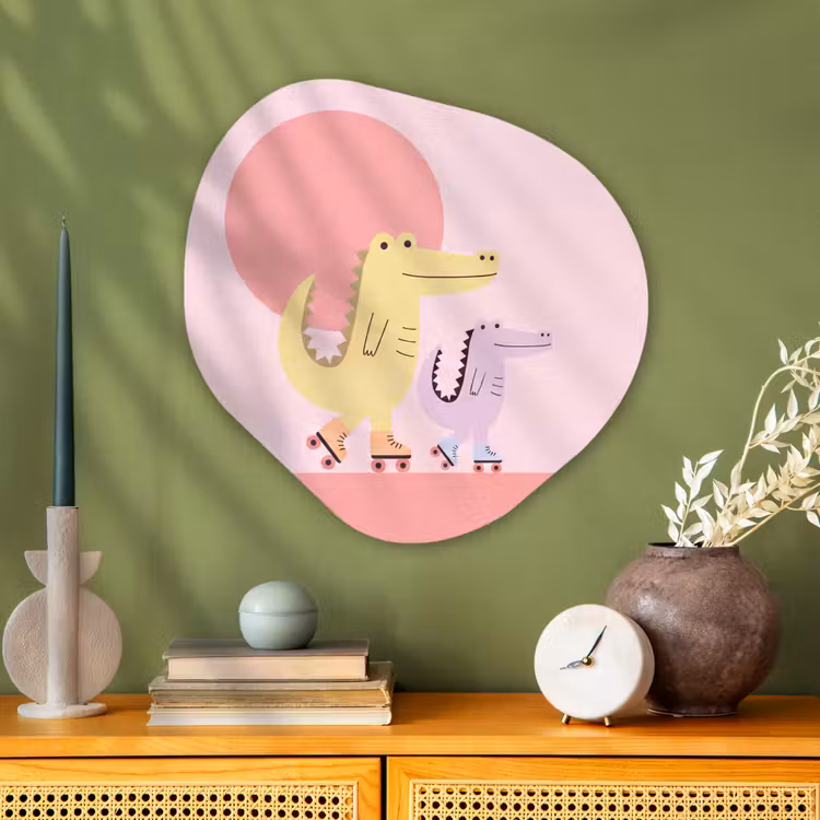 Alu-Dibond-Bild Organische Form - Tiere – Skaten – Illustration – Verspielt – Rosa — 2