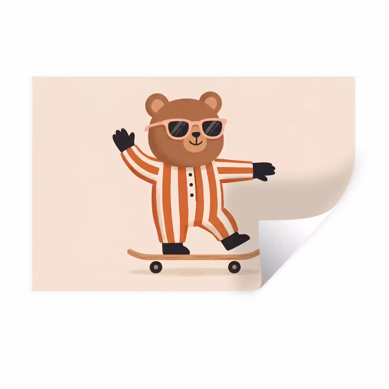 Wandtattoo – Tiere – Skateboard – Spiel – Zeichentrick – Rosa — 1