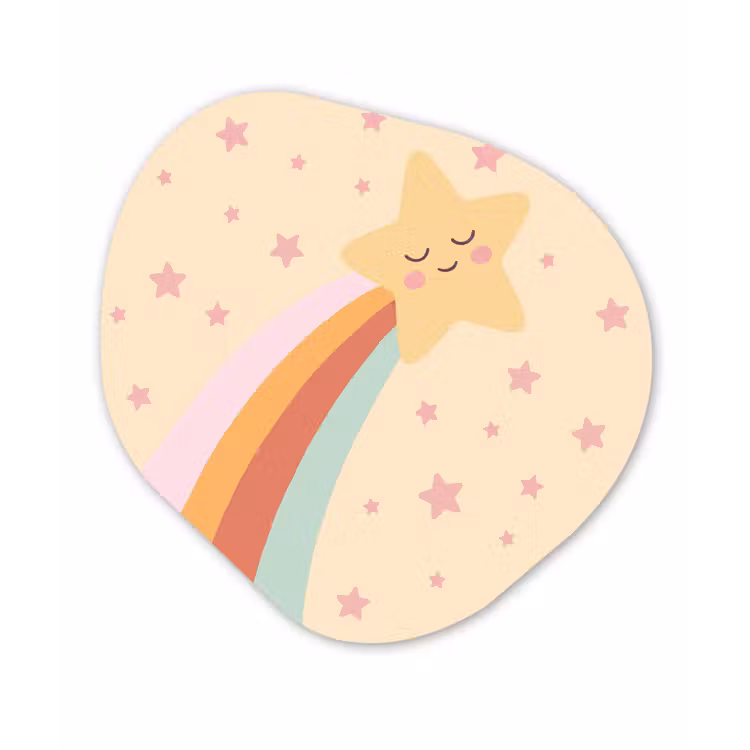 Alu-Dibond-Bild Organische Form - Stern – Regenbogen – Nacht – Illustration – Pastell — 1