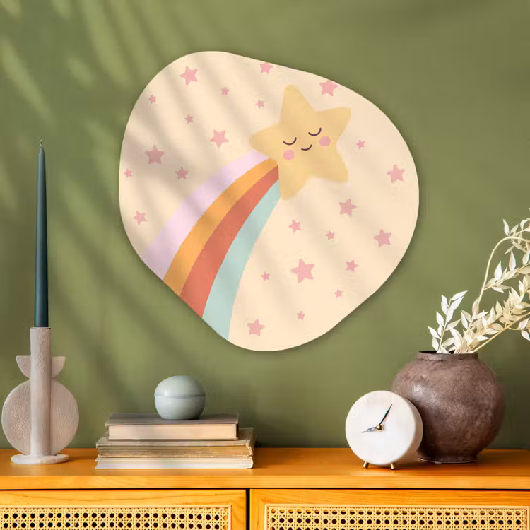 Alu-Dibond-Bild Organische Form - Stern – Regenbogen – Nacht – Illustration – Pastell — 2