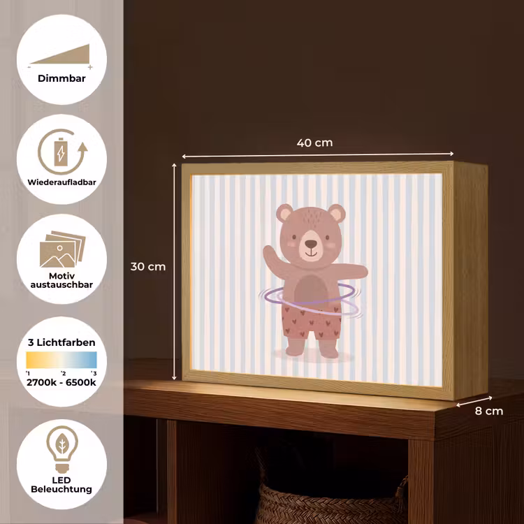 Nachtlicht Kinder - Bär – Reifen – Kinderzimmer – Illustration – Braun — 10