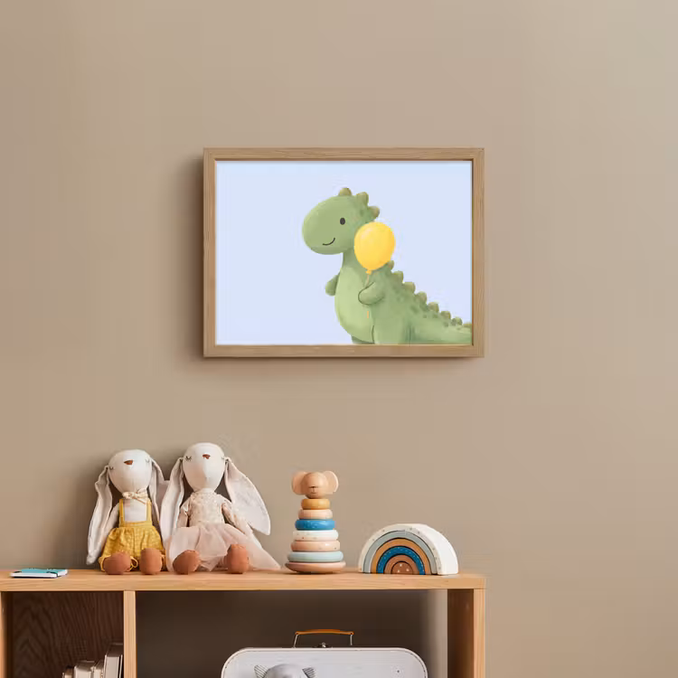 Nachtlicht Kinder - Dinosaurier – Luftballon – Kinderzimmer – Illustration – Grün — 3