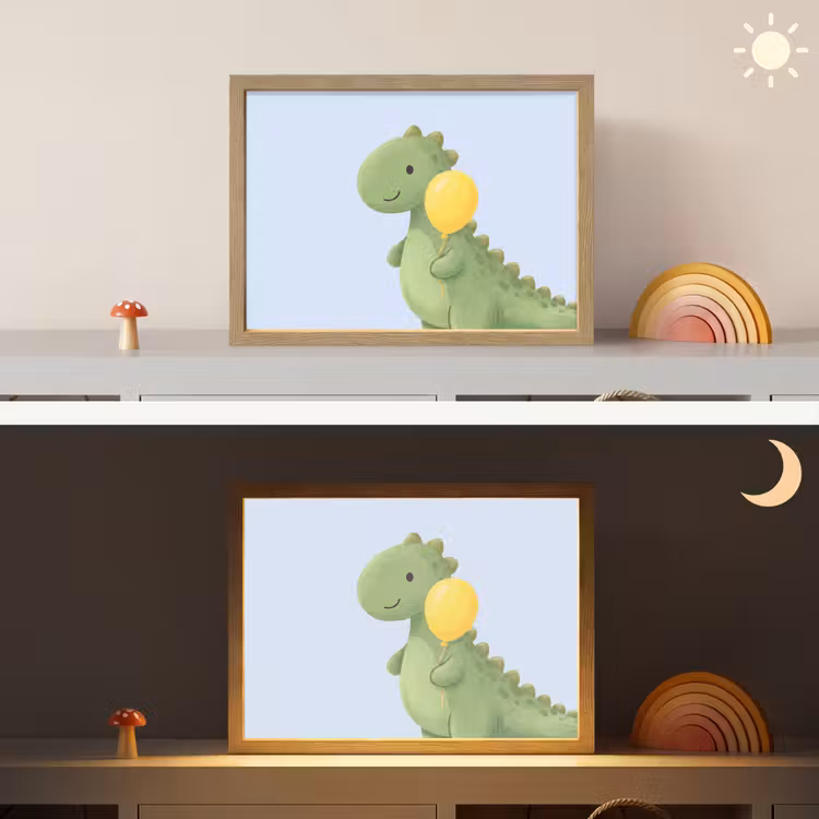 Nachtlicht Kinder - Dinosaurier – Luftballon – Kinderzimmer – Illustration – Grün — 6