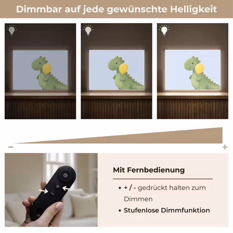 Nachtlicht Kinder - Dinosaurier – Luftballon – Kinderzimmer – Illustration – Grün — 7