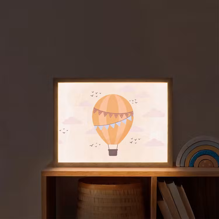 Nachtlicht Kinder - Heißluftballon – Girlanden – Abenteuer – Illustration – Orange — 2