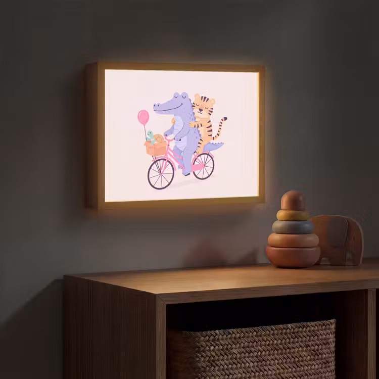 Nachtlicht Kinder - Tiere – Fahrrad – Freundschaft – Illustration – Rosa — 4