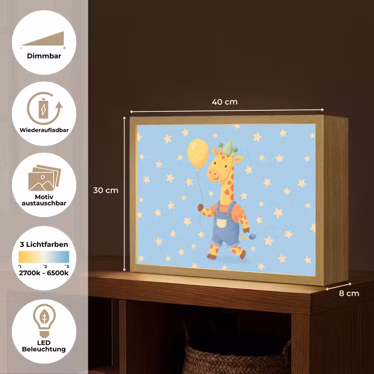 Nachtlicht Kinder - Tiere – Giraffe – Luftballon – Party – Kinderzimmer — 10